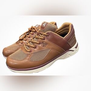 Zeba Brown Leather Mesh men’s comfort Sneakers Sz 9